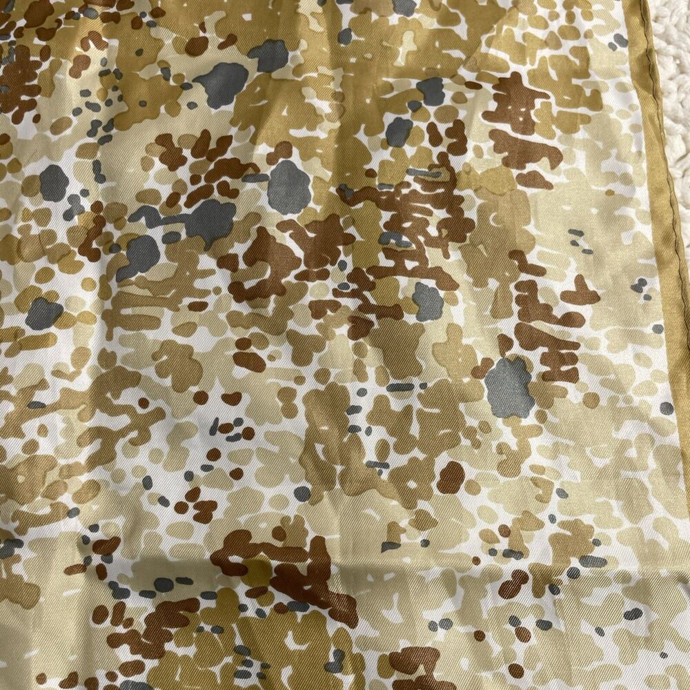 Vintage Glentex Polyester Scarf Made In Japan Tan Hand Rolled Edge 45” X 13”